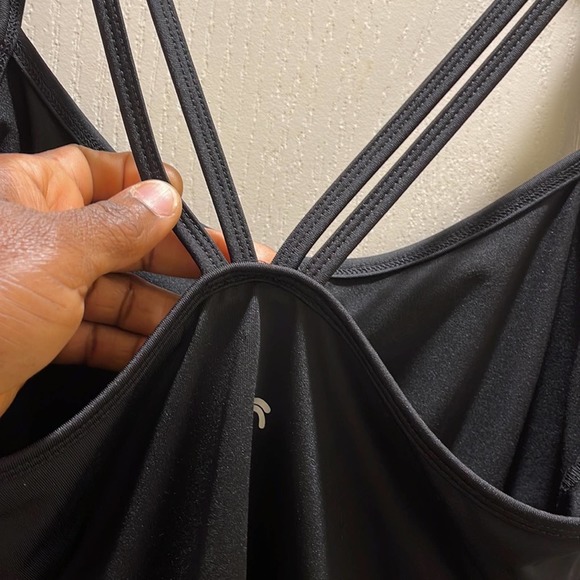 Inmotion black double stripe bathing suit Top with build in sports bra. - Picture 7 of 9